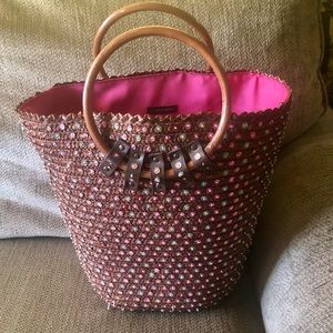 Victoria’s Secret Vintage Brown and Pink Sequin Embellished Beach Bucket Bag